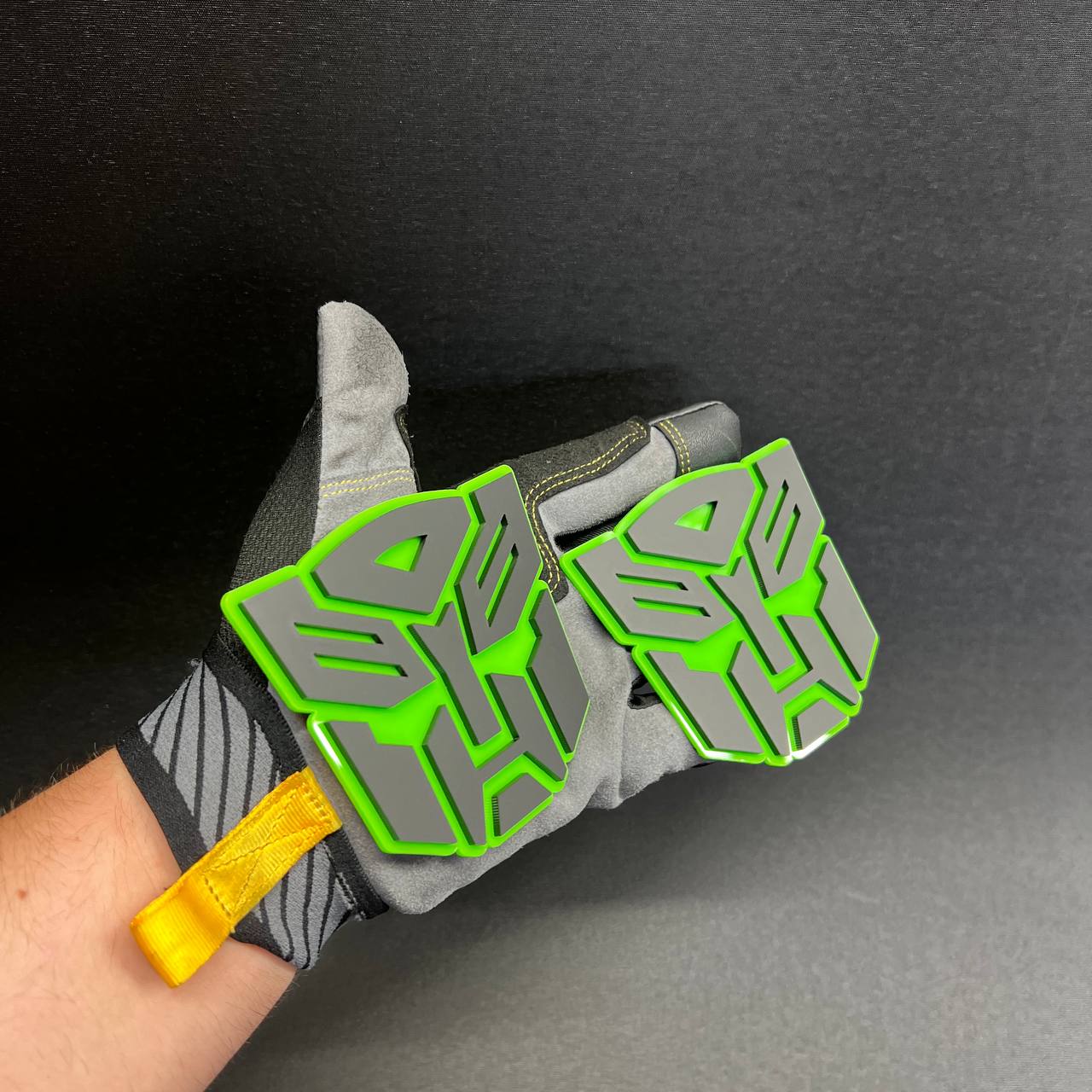 Decepticon inspired emblem for Chevy Silverado tailgate, aggressive black and red acrylic badge for truck customization