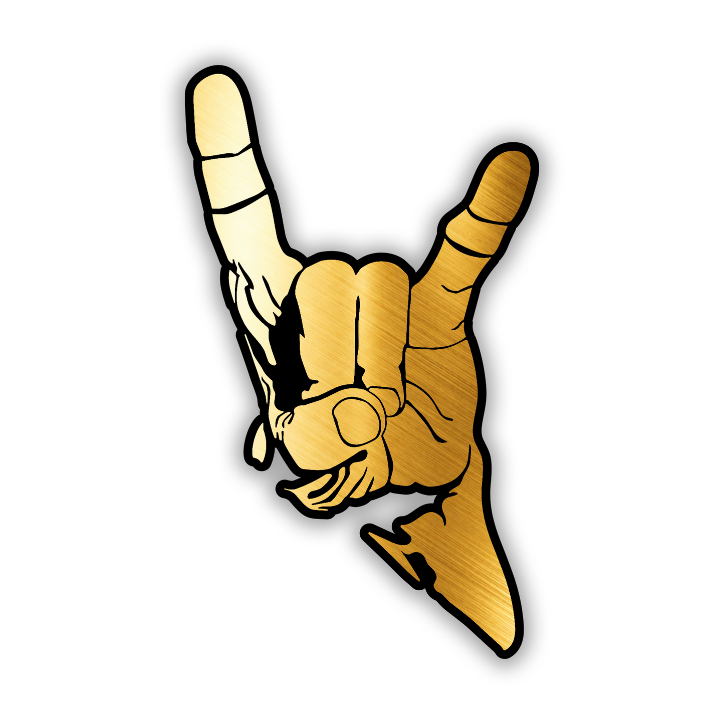 Rock N Roll hand gesture automotive badge for car truck fender or exterior