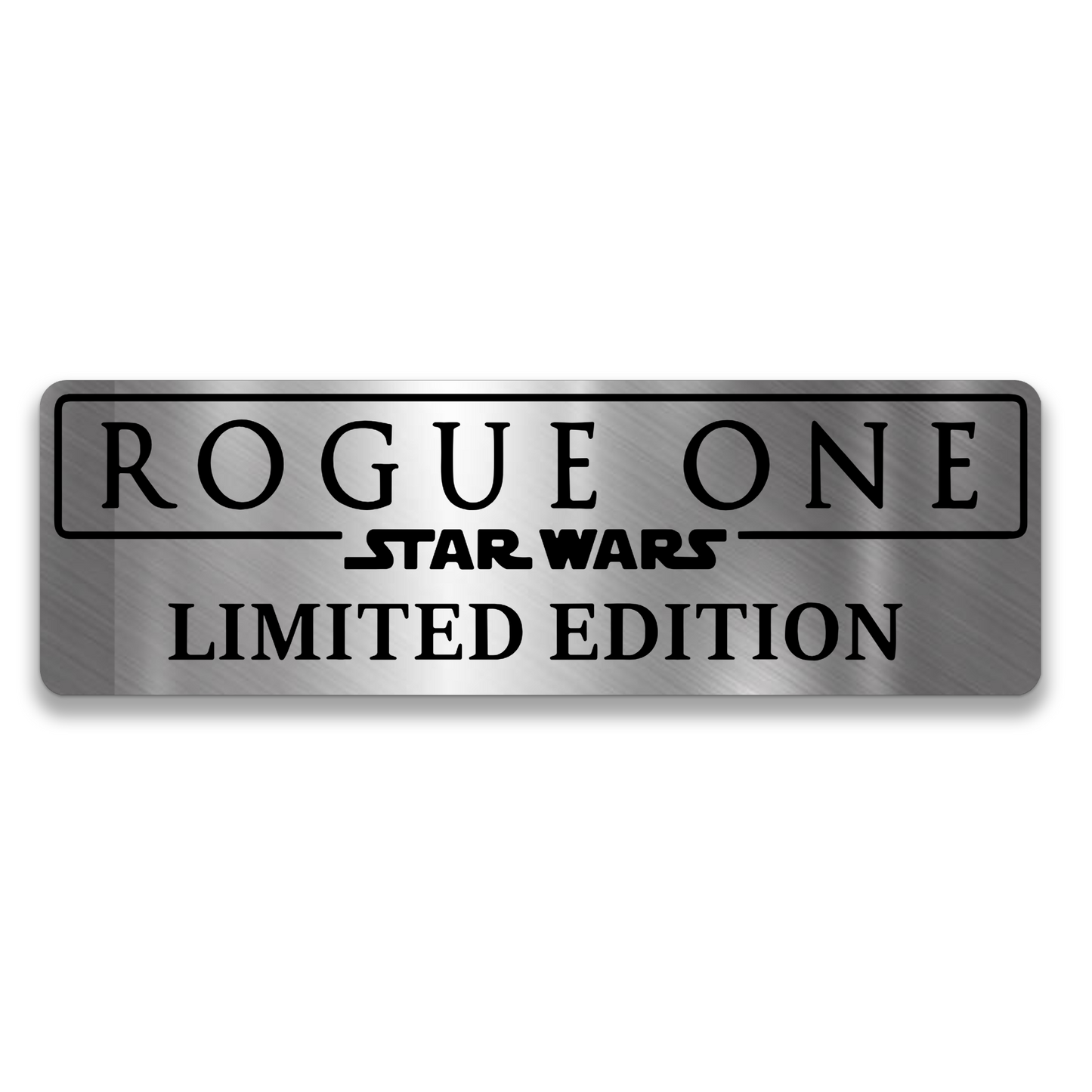 Engraved Rogue Limited Edition car badge in brushed silver and black