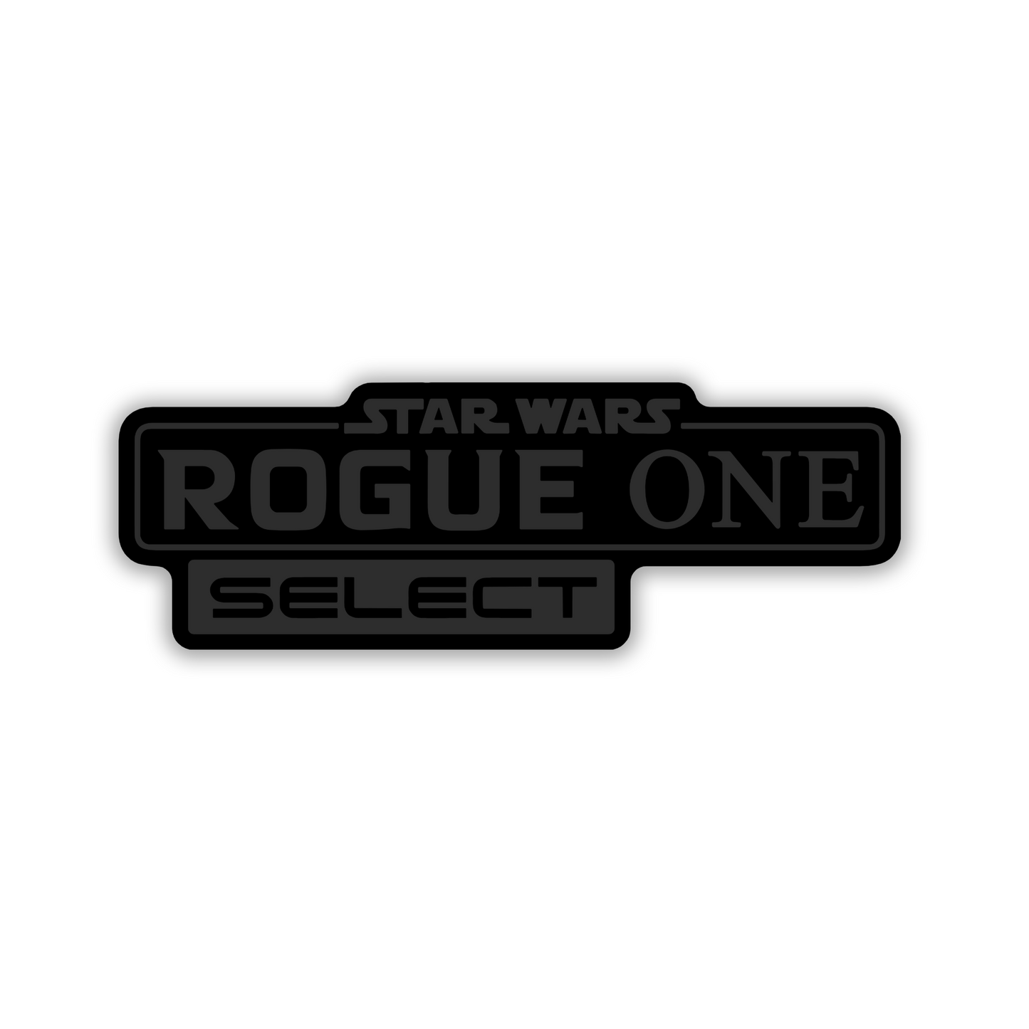 Custom engraved Rogue One Select fender badge in silver finish