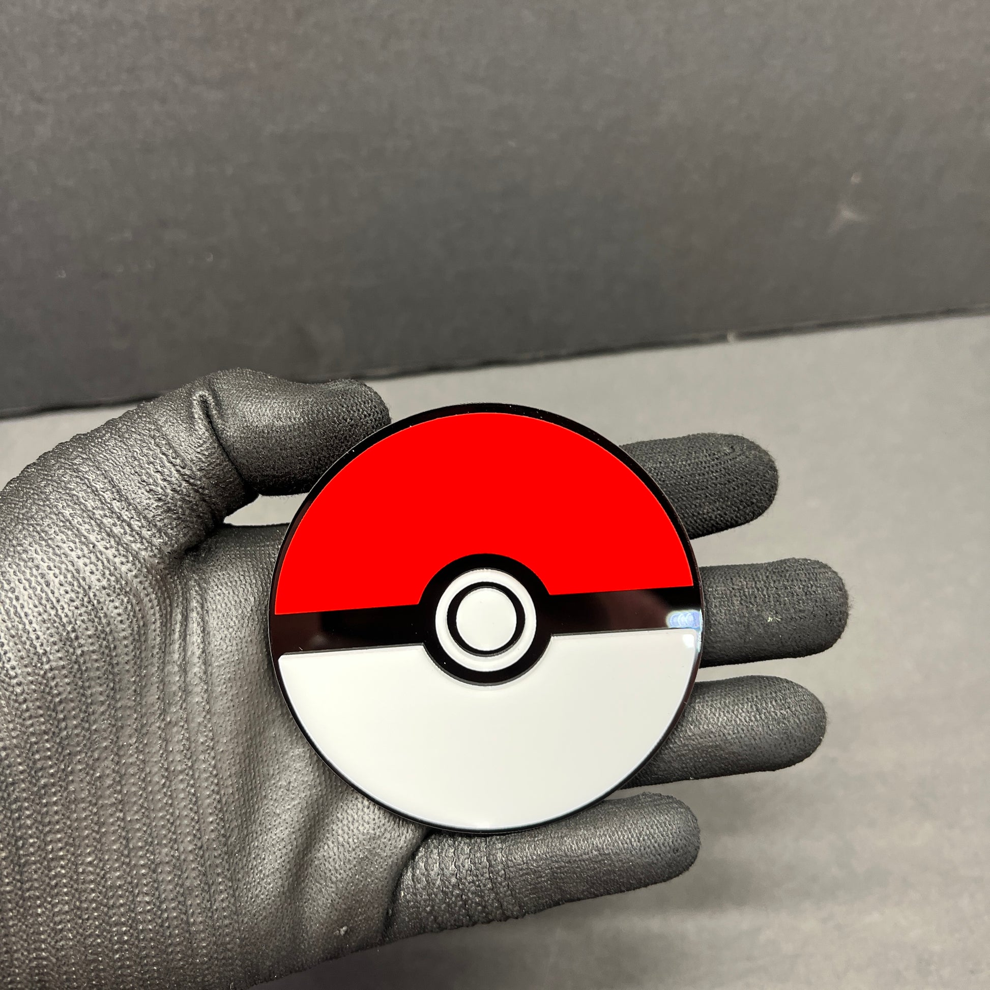 Anime inspired exterior car decal badge in red white and black colors