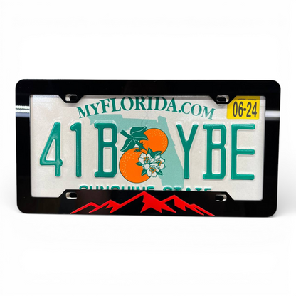 Offroad mountain design license plate frame for 4x4 truck enthusiasts