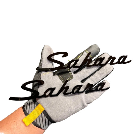 Black Sahara text car badge fender emblem for exterior vehicle decoration