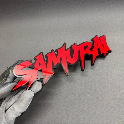 Custom SAMURAI text car badge red and black auto emblem for BMW, Audi, Volkswagen, Mercedes-Benz and Lexus