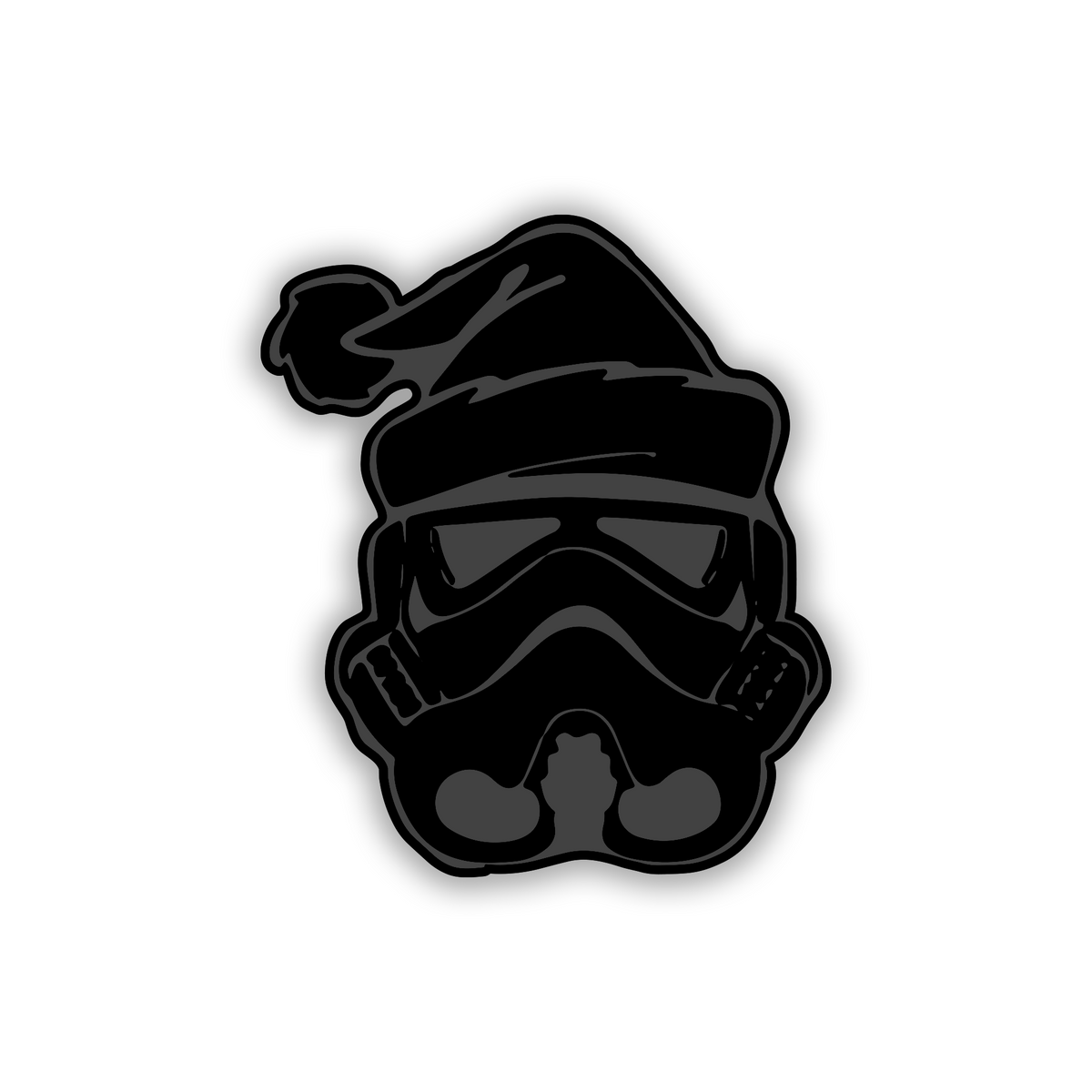 Engraved Stormtrooper Christmas badge with silver and black finish
