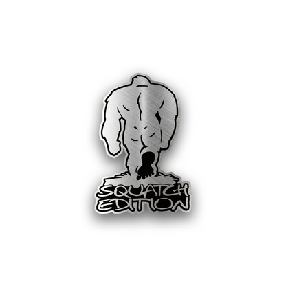 Sasquatch Edition engraved car badge with Bigfoot design for off-road vehicles