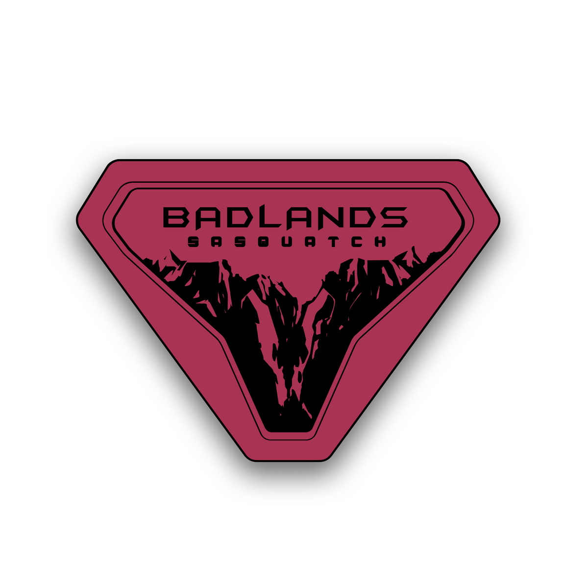 Bronco Badlands Sasquatch custom fender emblem with mountain landscape design