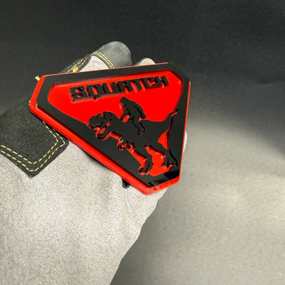 Sasquatch riding T-Rex car badge for Ford Bronco Raptor and off-road vehicles