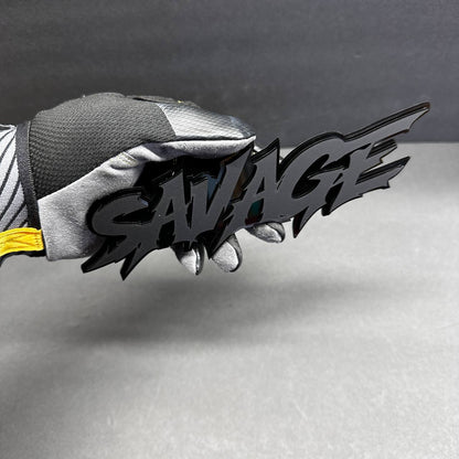 Savage muscle car custom acrylic emblem glossy black side fender accessory