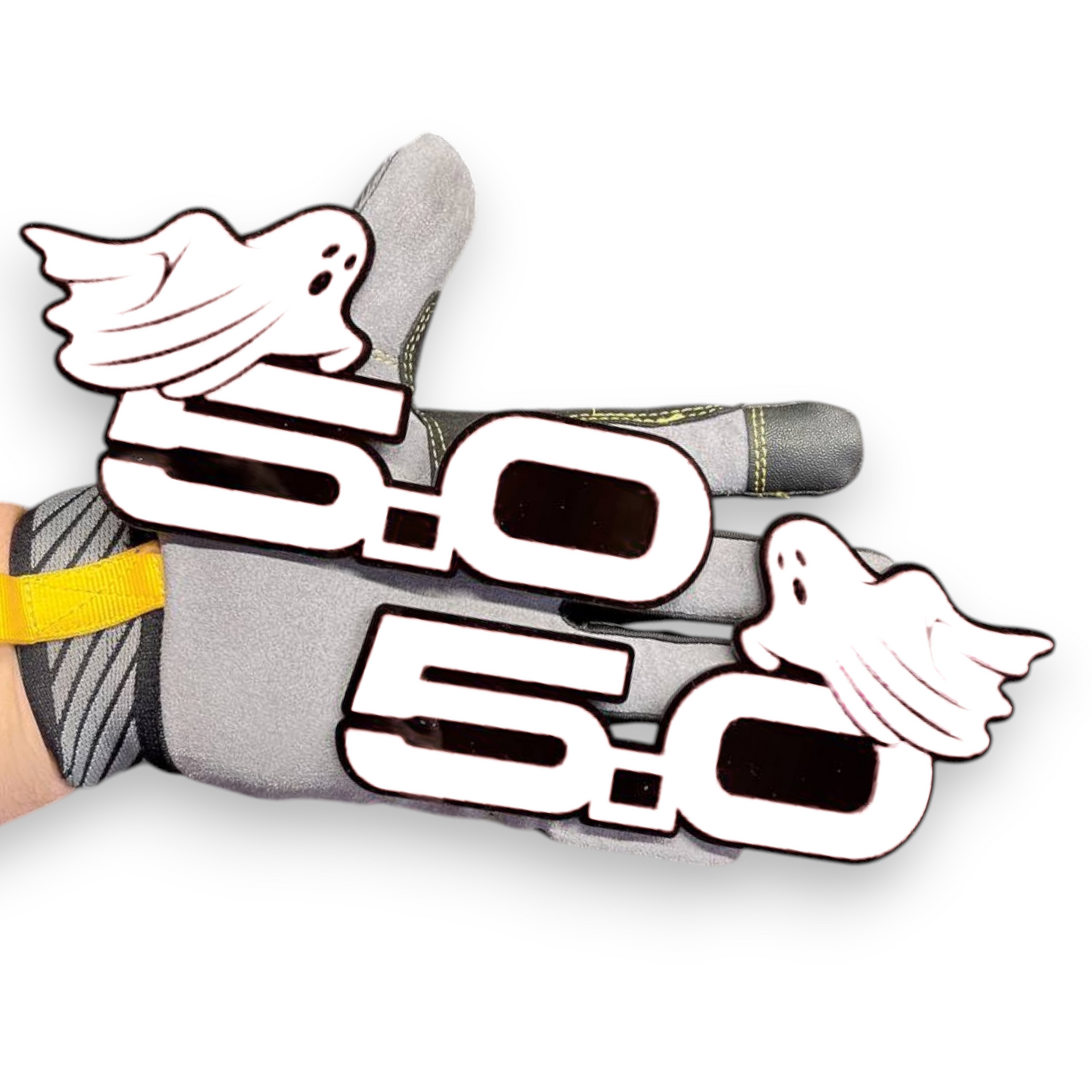 Acrylic 5.0 engine logo emblem with floating ghost design for custom vehicle styling