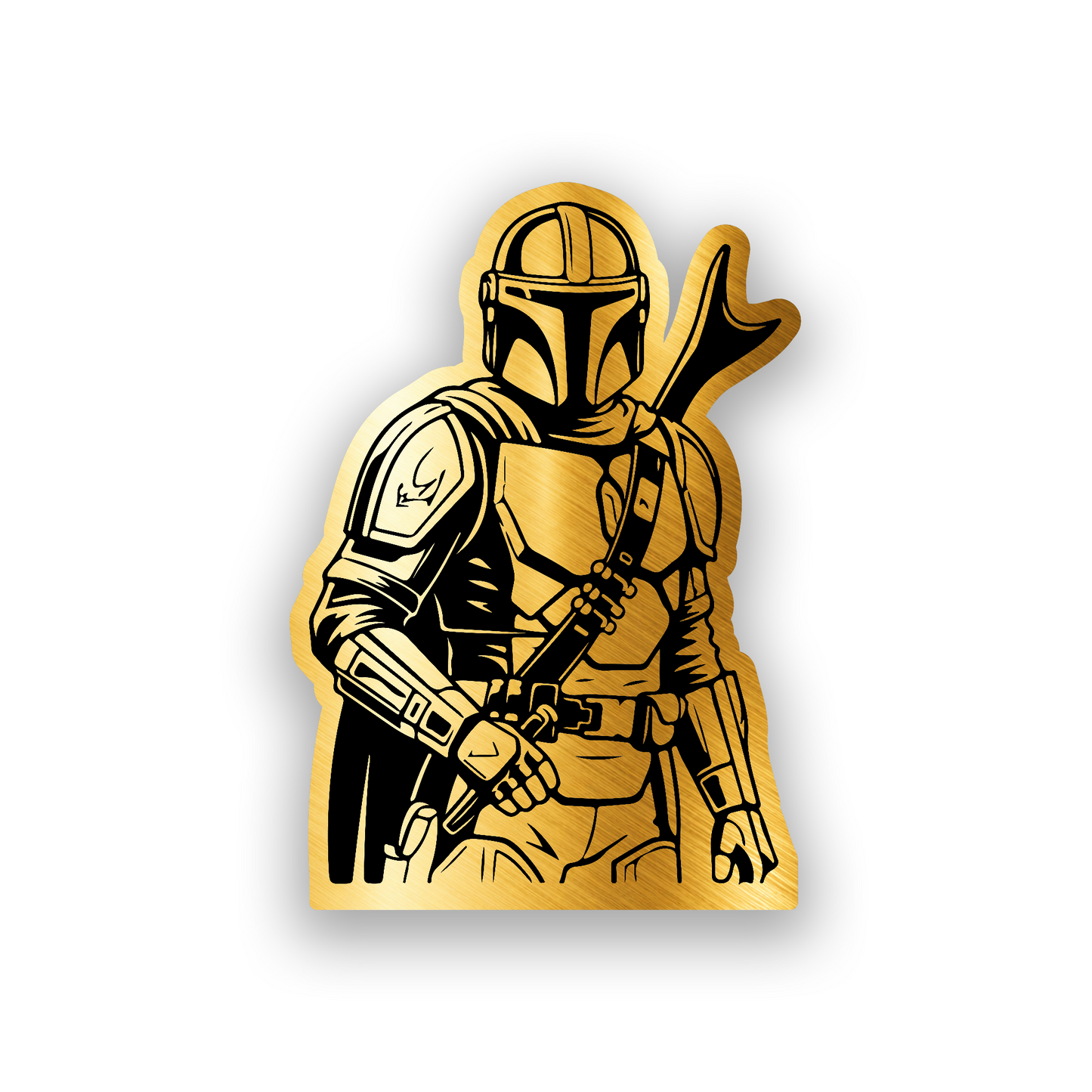 Custom Mandalorian warrior inspired car emblem with bold engraved character design
