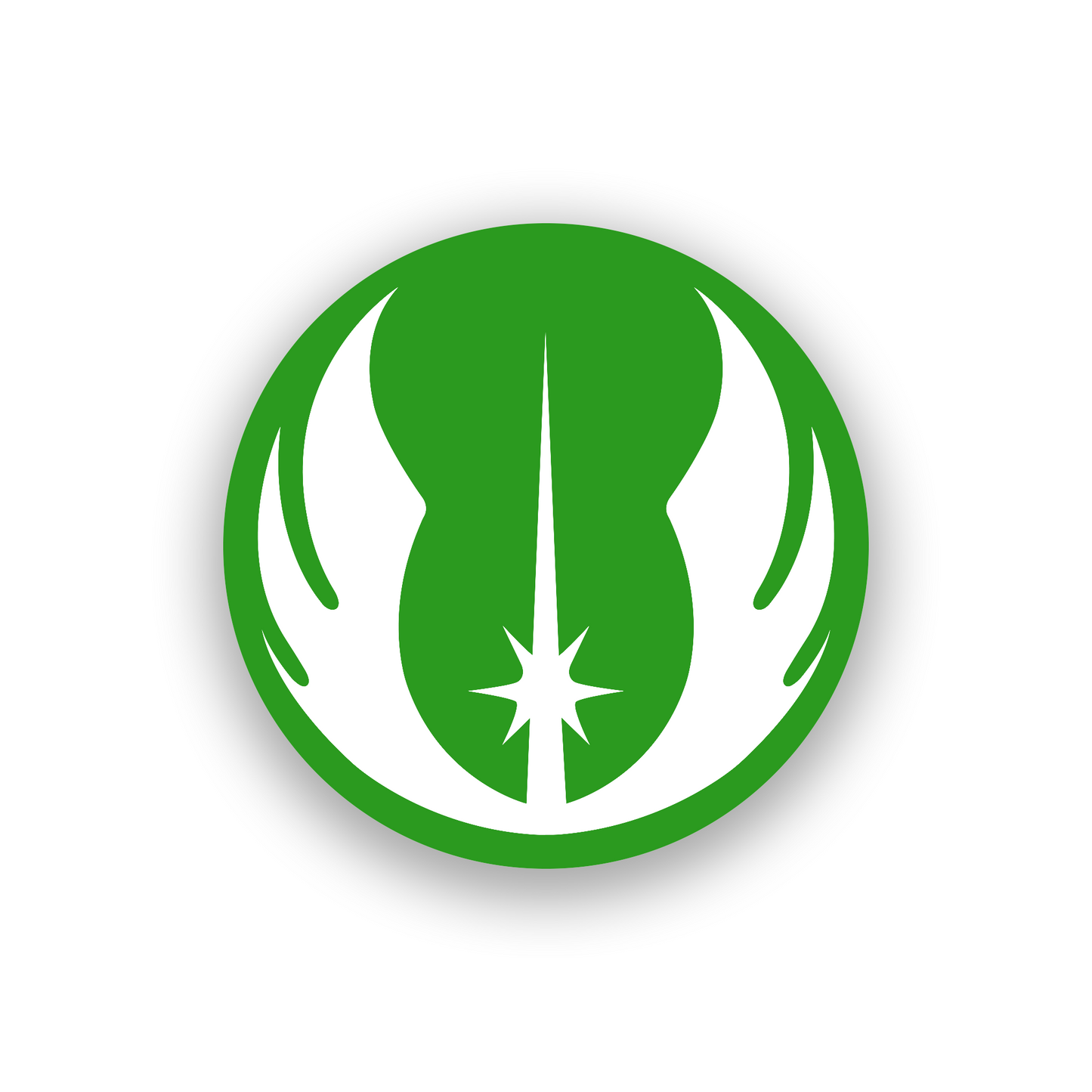 Engraved futuristic car emblem with strong symmetrical sci fi design