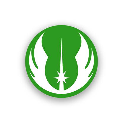 Engraved futuristic car emblem with strong symmetrical sci fi design