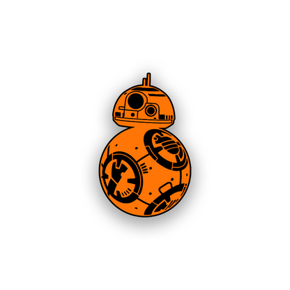 Futuristic droid car emblem badge with detailed sci fi inspired engraving