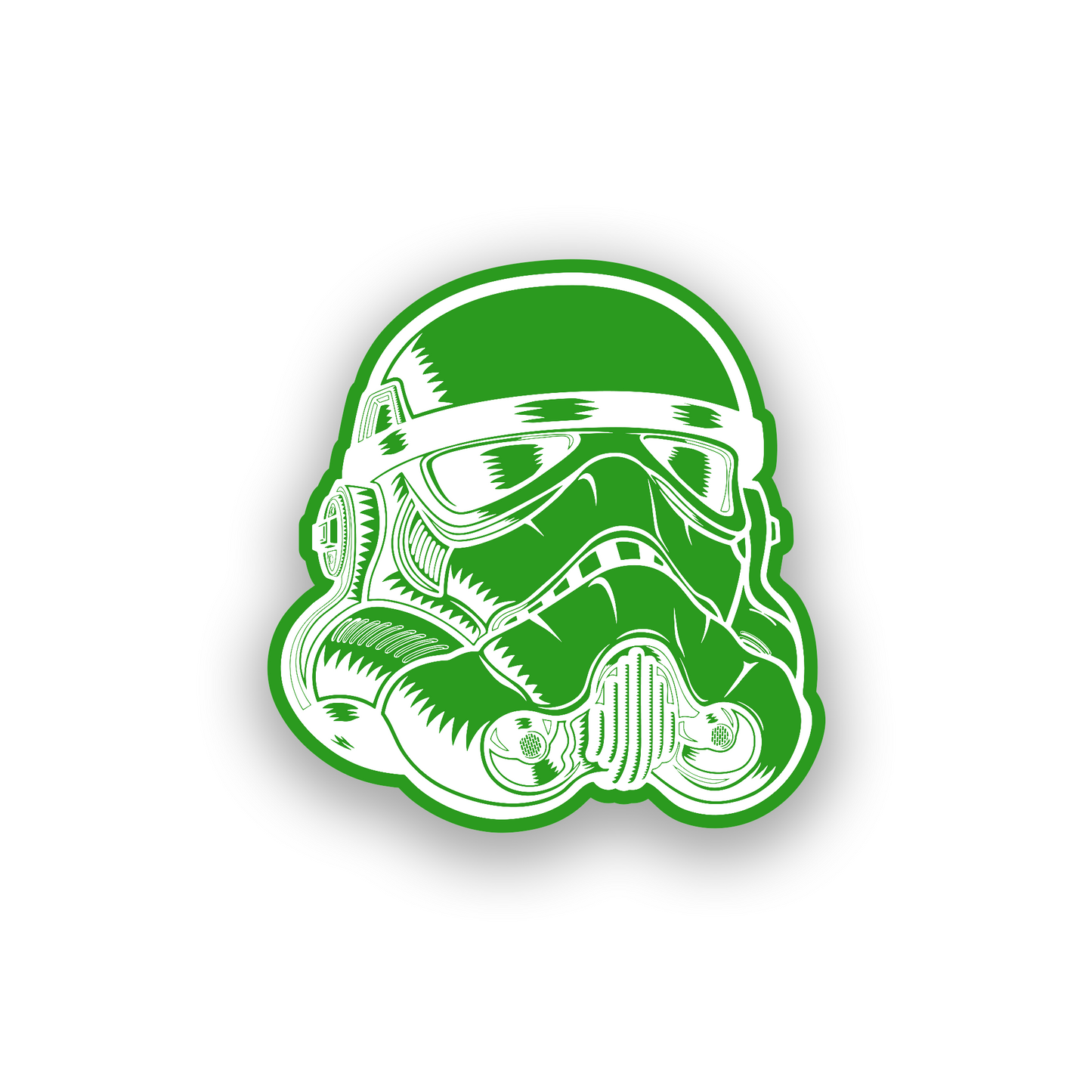 Custom sci fi trooper car badge with detailed black and white engraved design