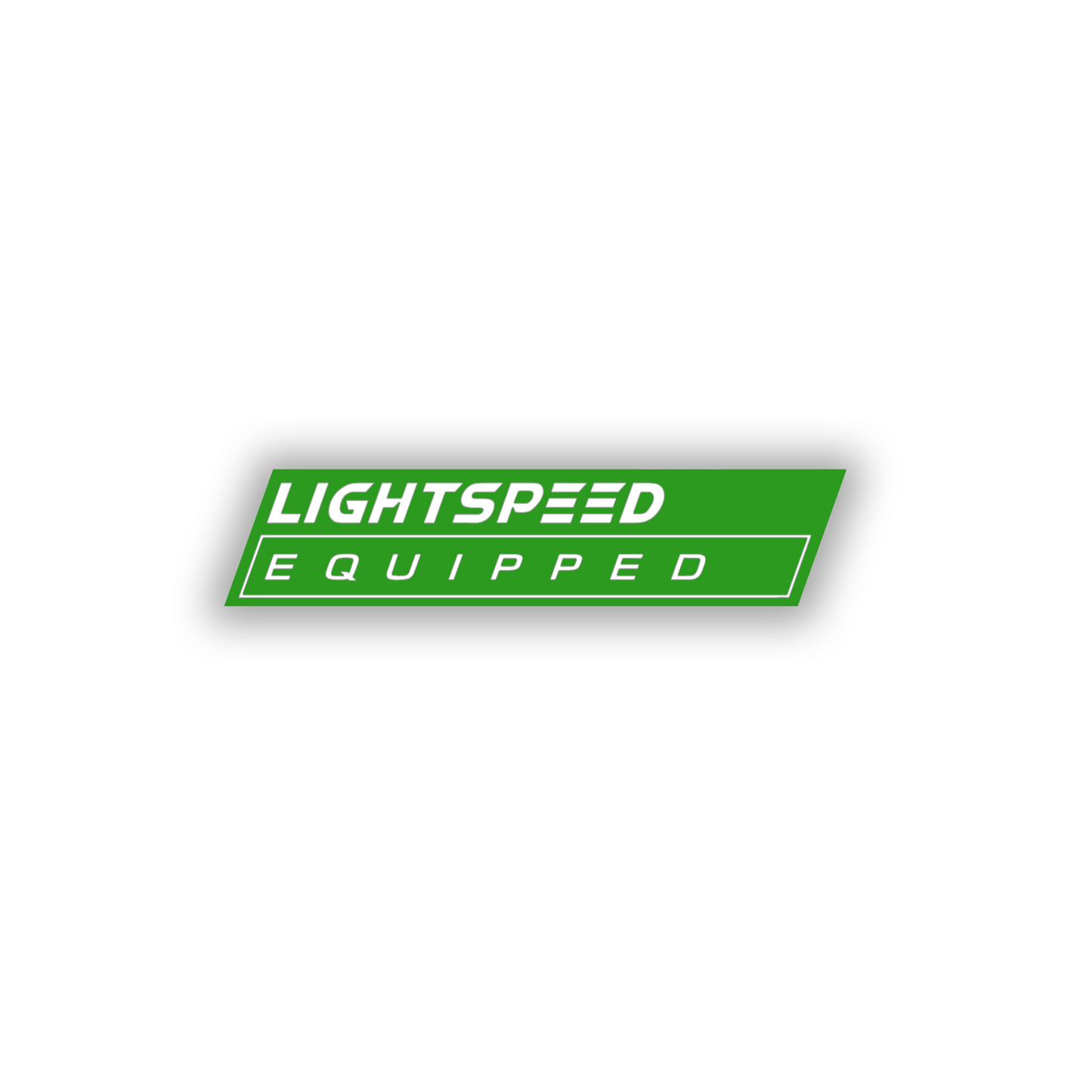 Engraved Lightspeed Equipped sci-fi badge for cars and trucks