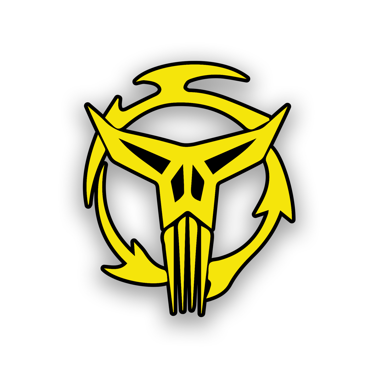 Mandalorian symbol car badge with precision engraved sci fi crest design