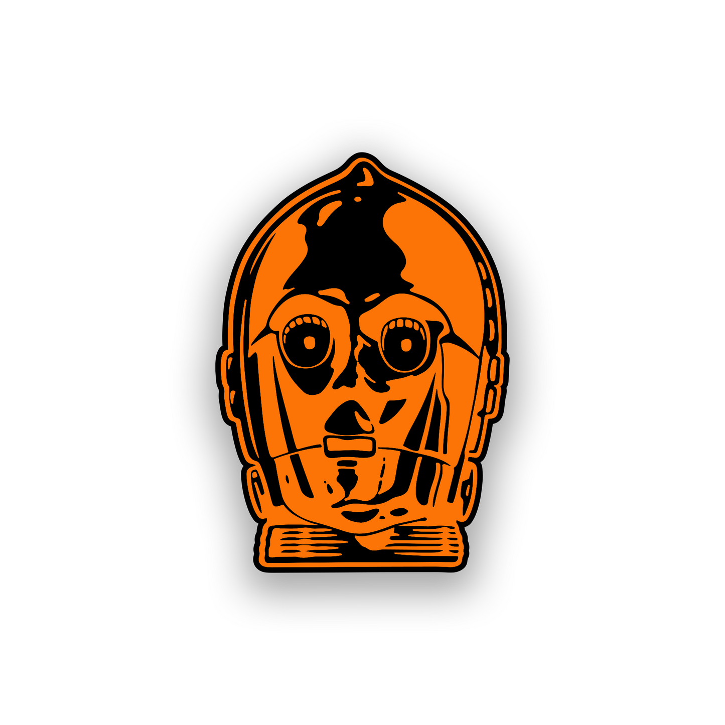 Star Wars droid inspired automotive badge with detailed engraved robot artwork