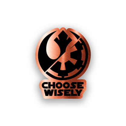 Engraved sci fi car badge featuring a clean futuristic logo