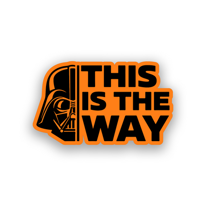 Dark side inspired engraved car emblem with Darth Vader style helmet and statement text