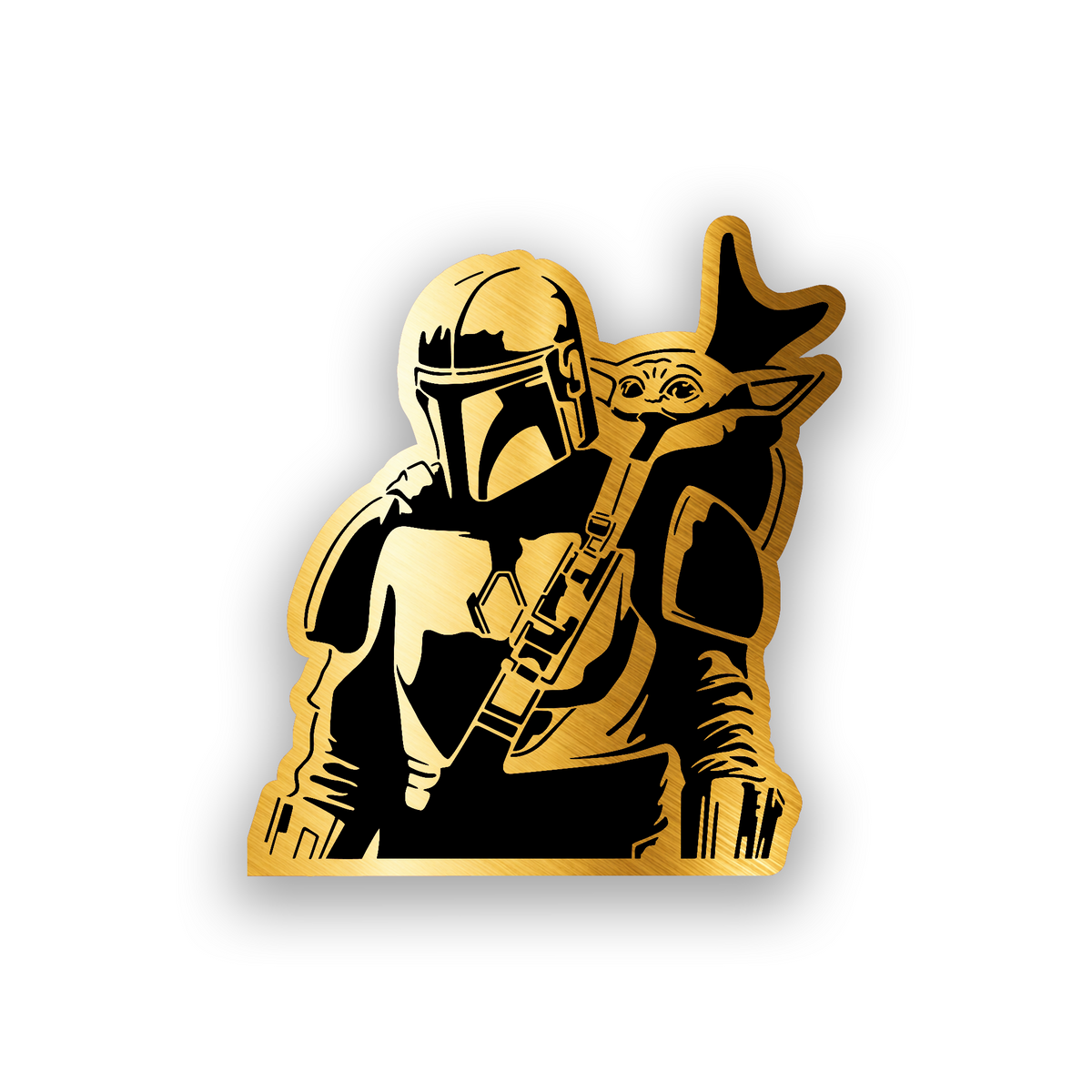 Star Wars inspired car emblem featuring a detailed Mando style helmet design