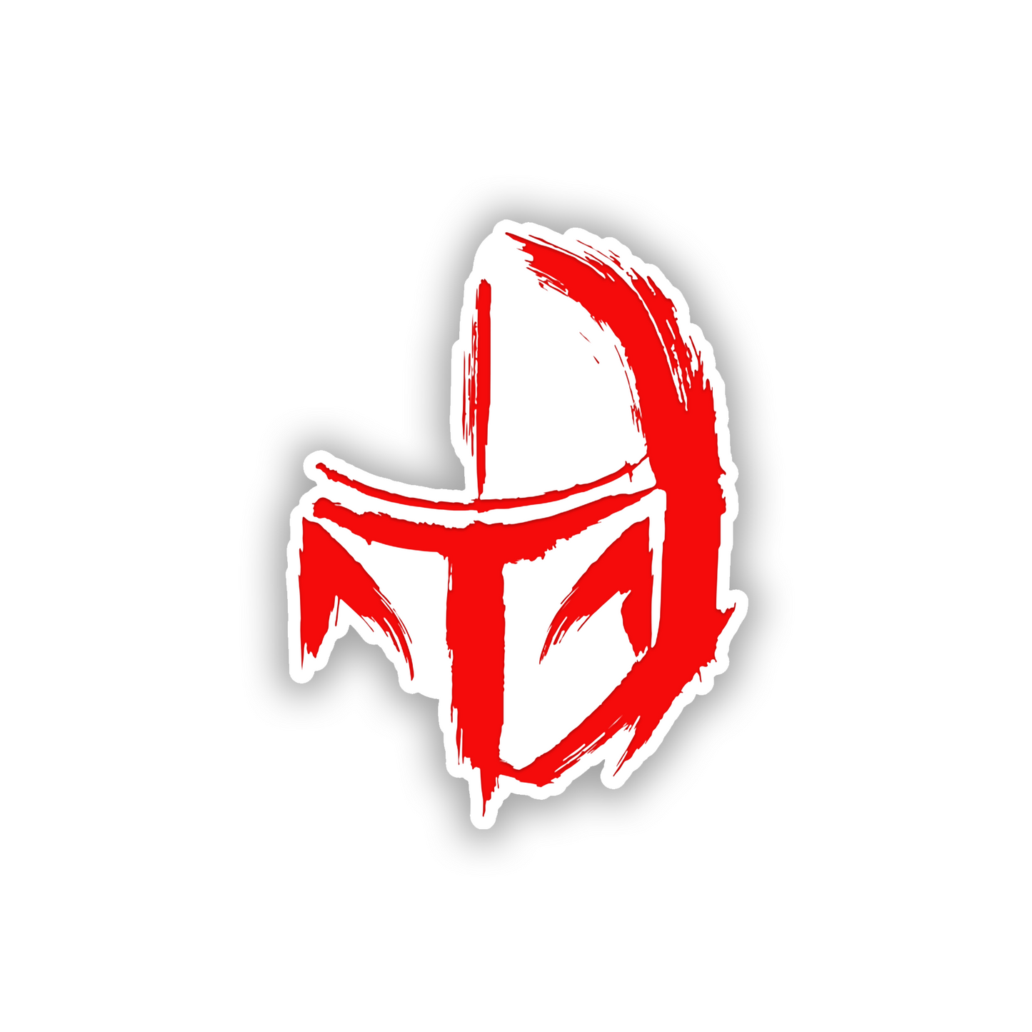 Brushed silver Mandalorian-inspired helmet automotive badge