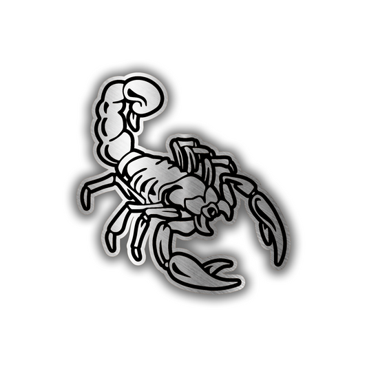 Scorpion engraved car badge fender emblem with silver and black finish