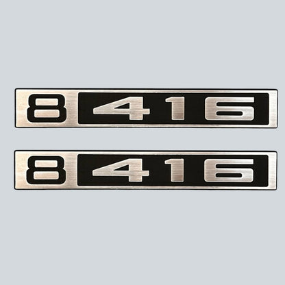 Custom silver billet 416 car badge fender emblem for 1967-1972 Chevy C10 truck front exterior.