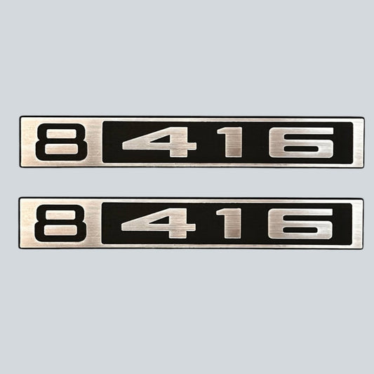 Custom silver billet 416 car badge fender emblem for 1967-1972 Chevy C10 truck front exterior.