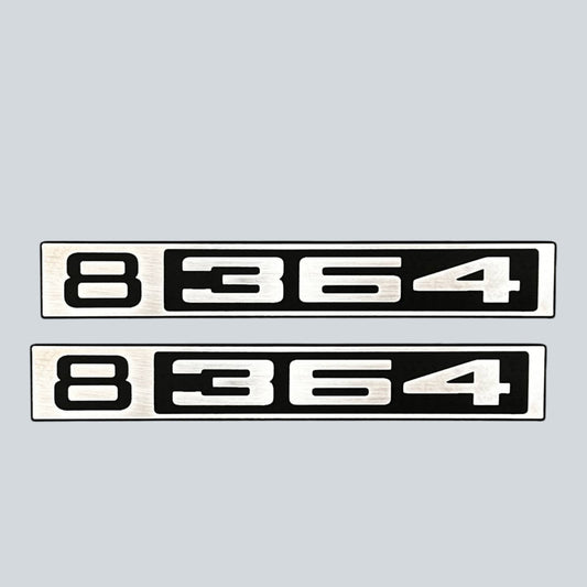 Silver billet front Chevy B 364 badge made for classic C10 truck exterior.