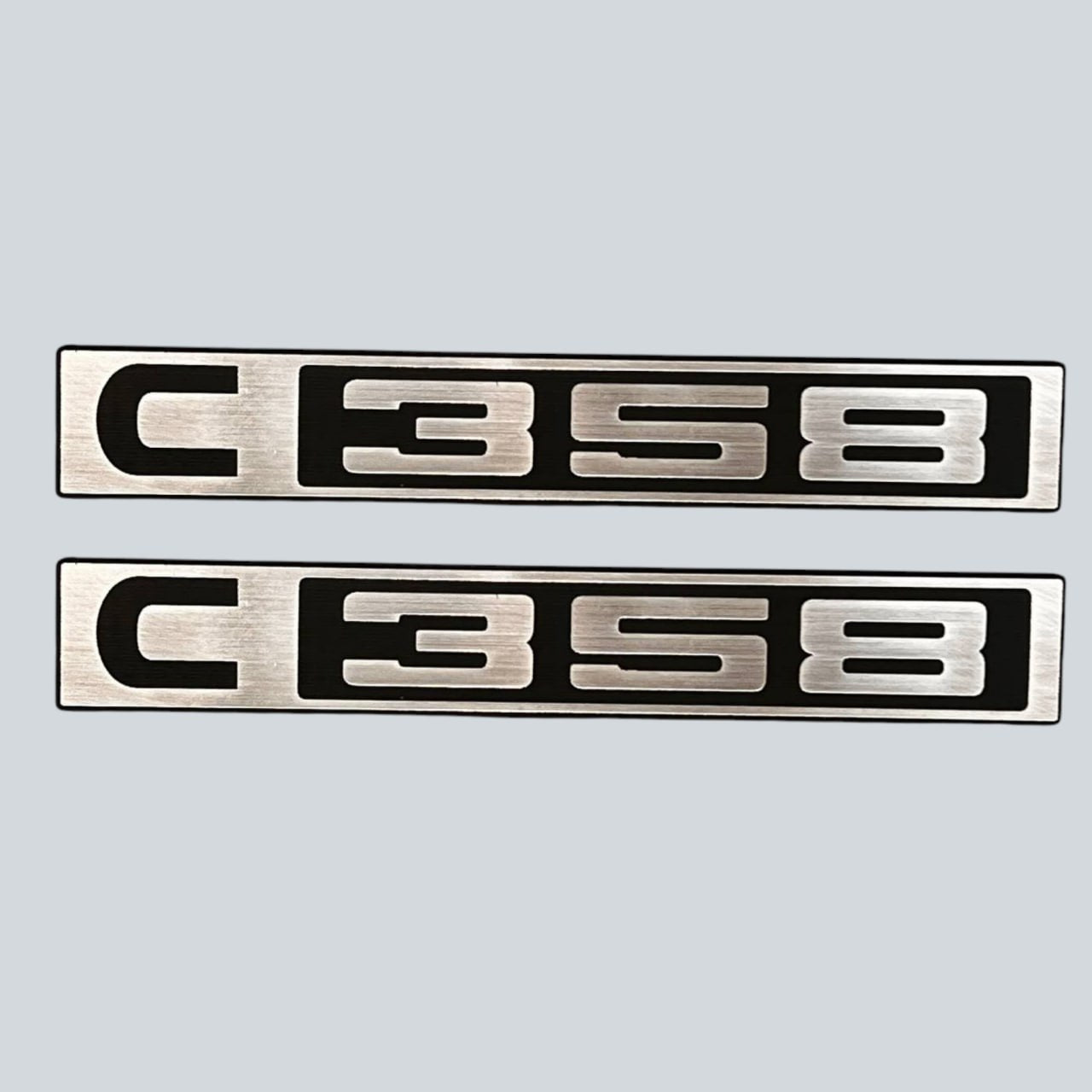 Custom silver billet Chevy C358 front badge for 1967-1972 C10 truck.