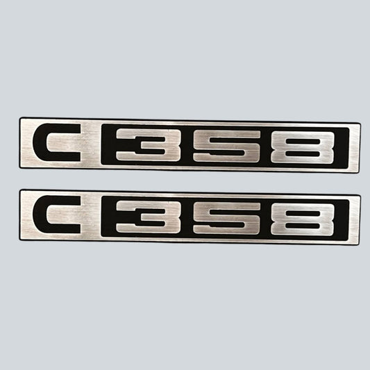 Custom silver billet Chevy C358 front badge for 1967-1972 C10 truck.