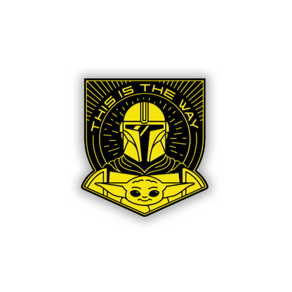 Mandalorian-inspired car emblem featuring Baby Yoda and helmet artwork