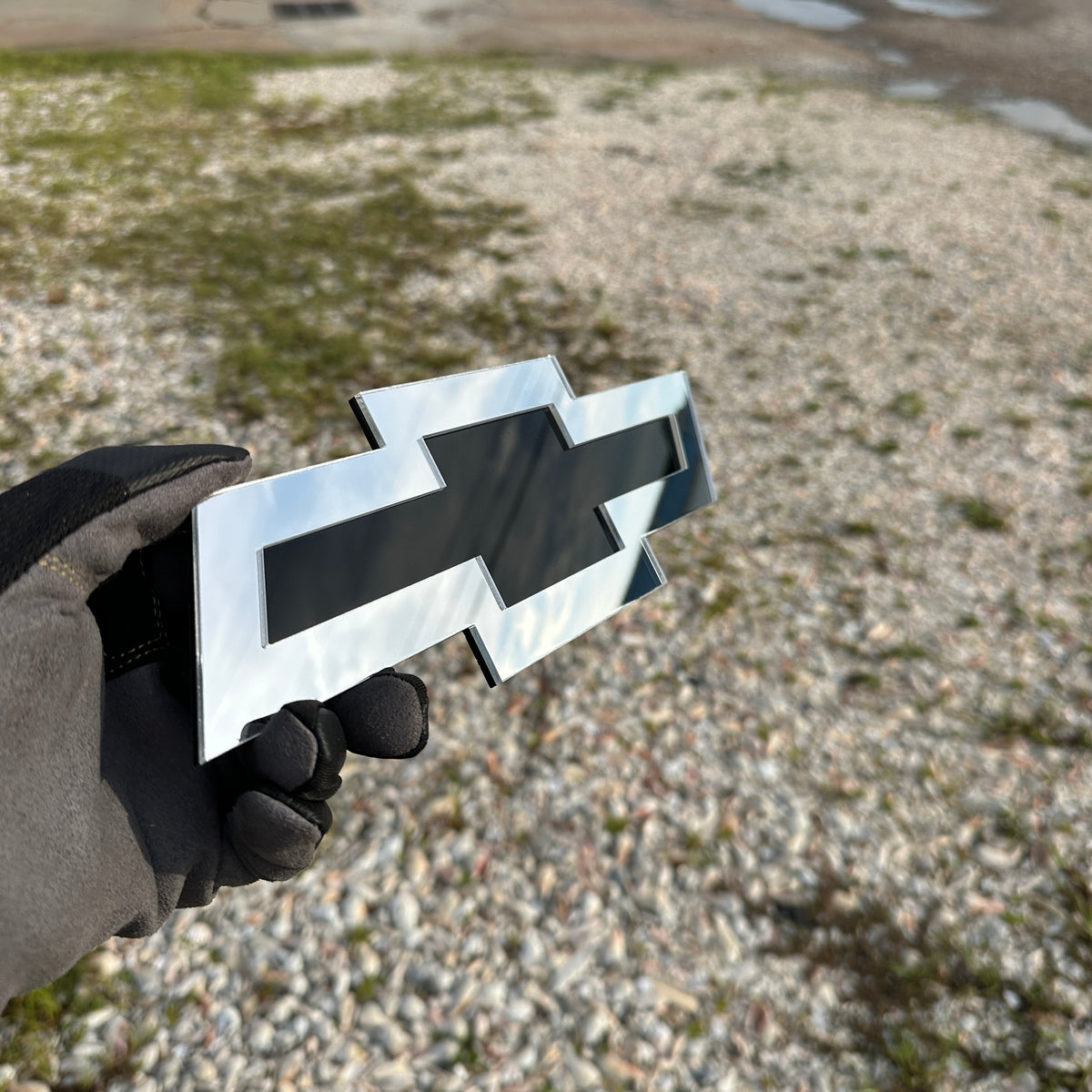 Chevrolet silver and black Bowtie exterior badge for car or truck