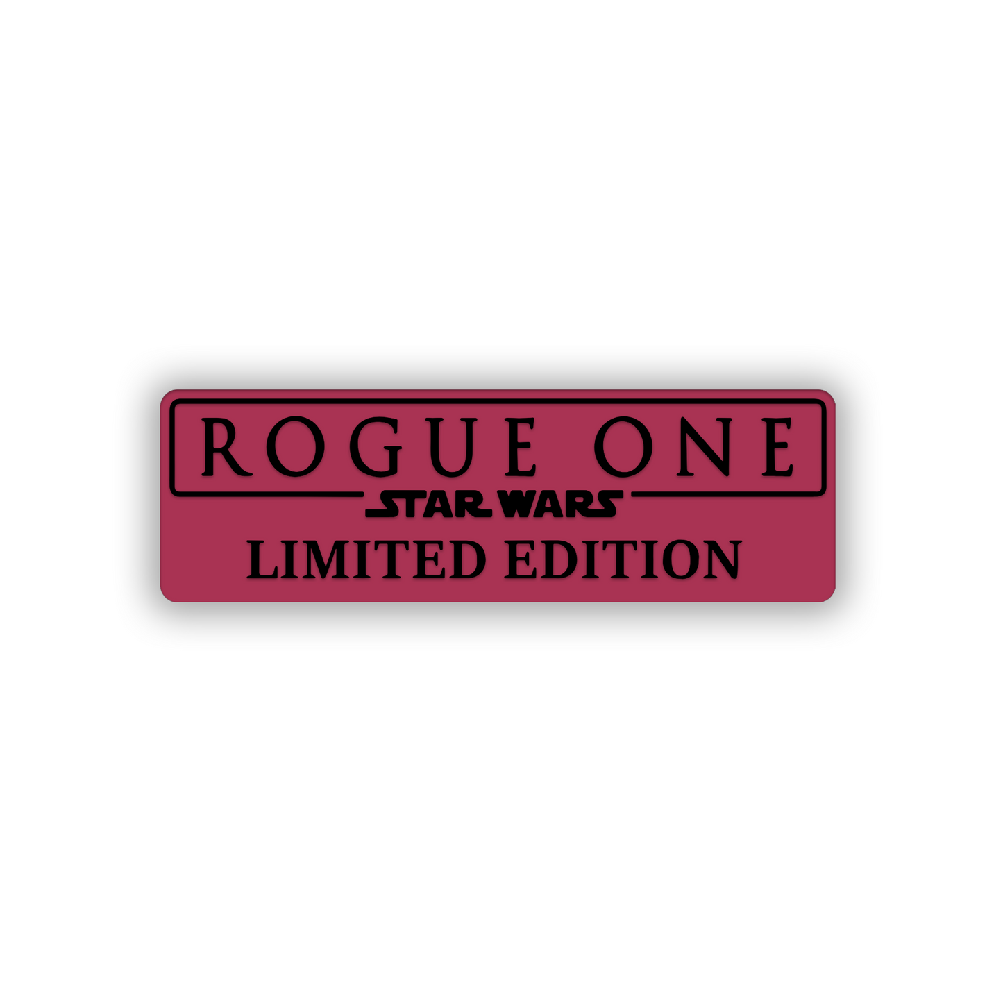 Custom Rogue Limited Edition car badge with metallic silver finish