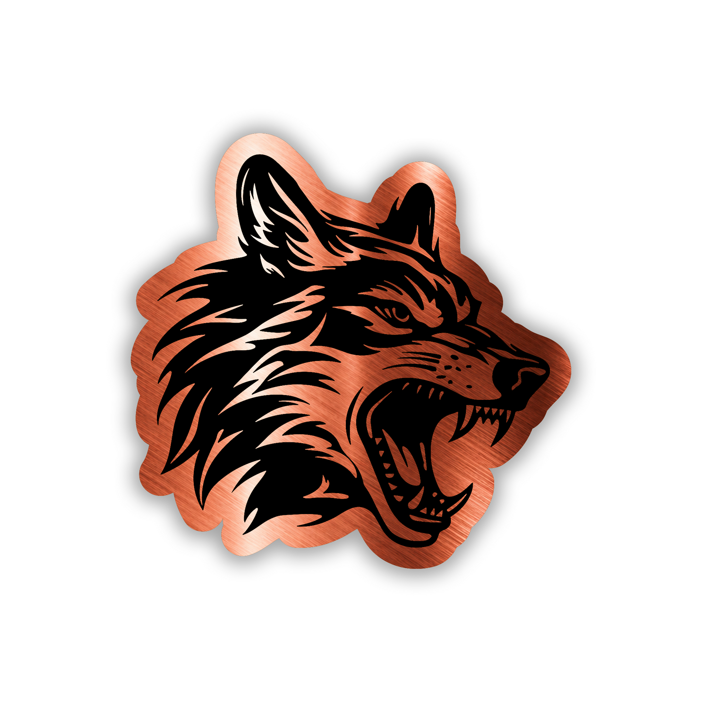 Engraved wolf auto badge exterior emblem featuring a fierce roaring wolf head