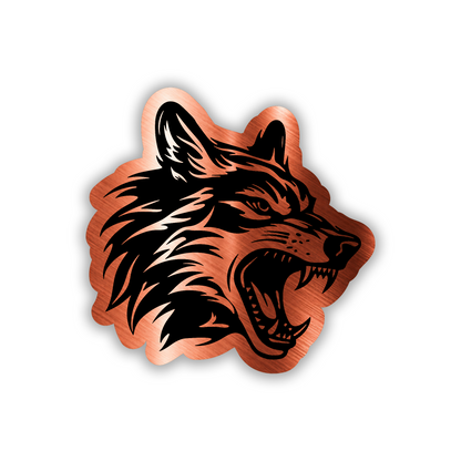 Engraved wolf auto badge exterior emblem featuring a fierce roaring wolf head