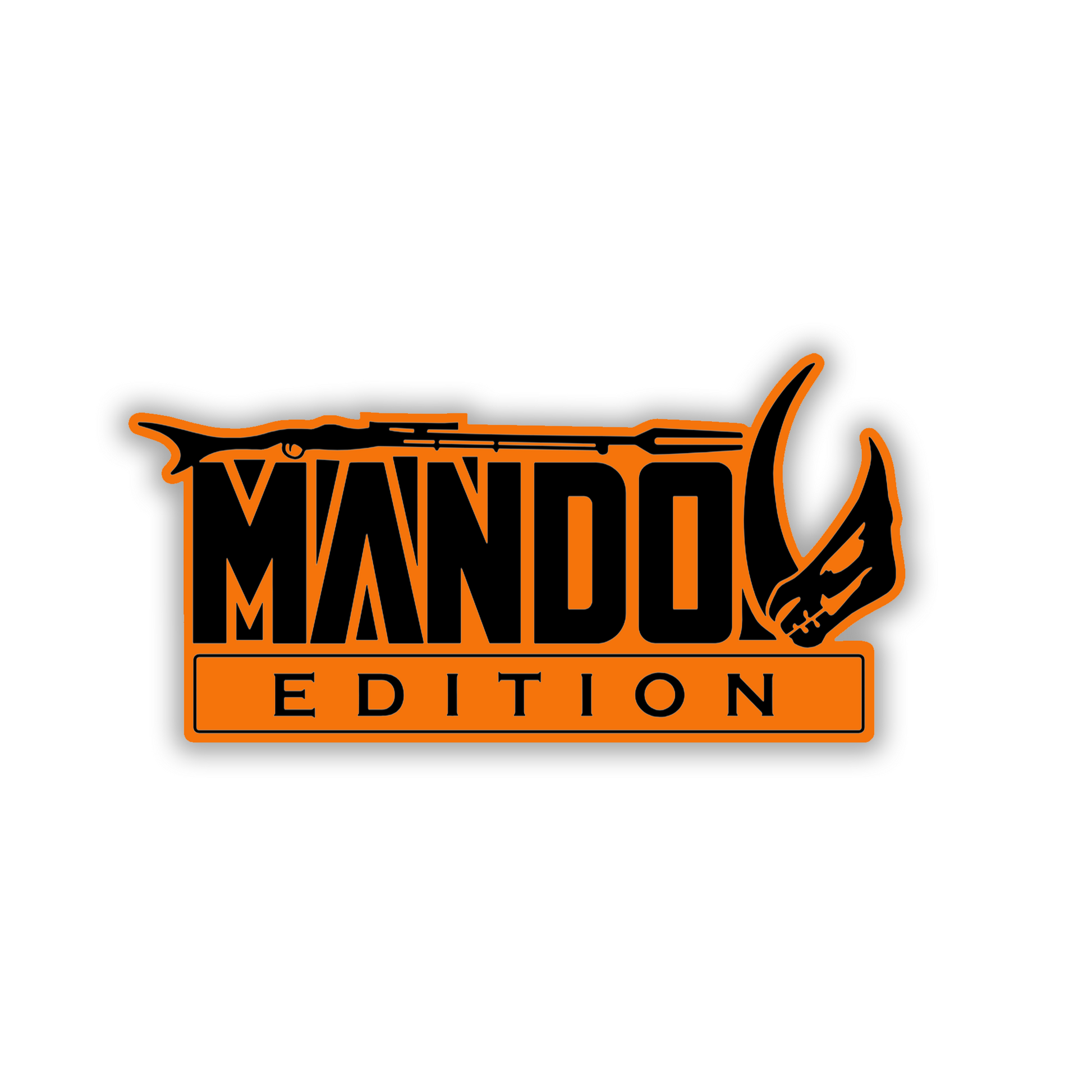 Engraved sci-fi Mudhorn car emblem with Mando Edition lettering
