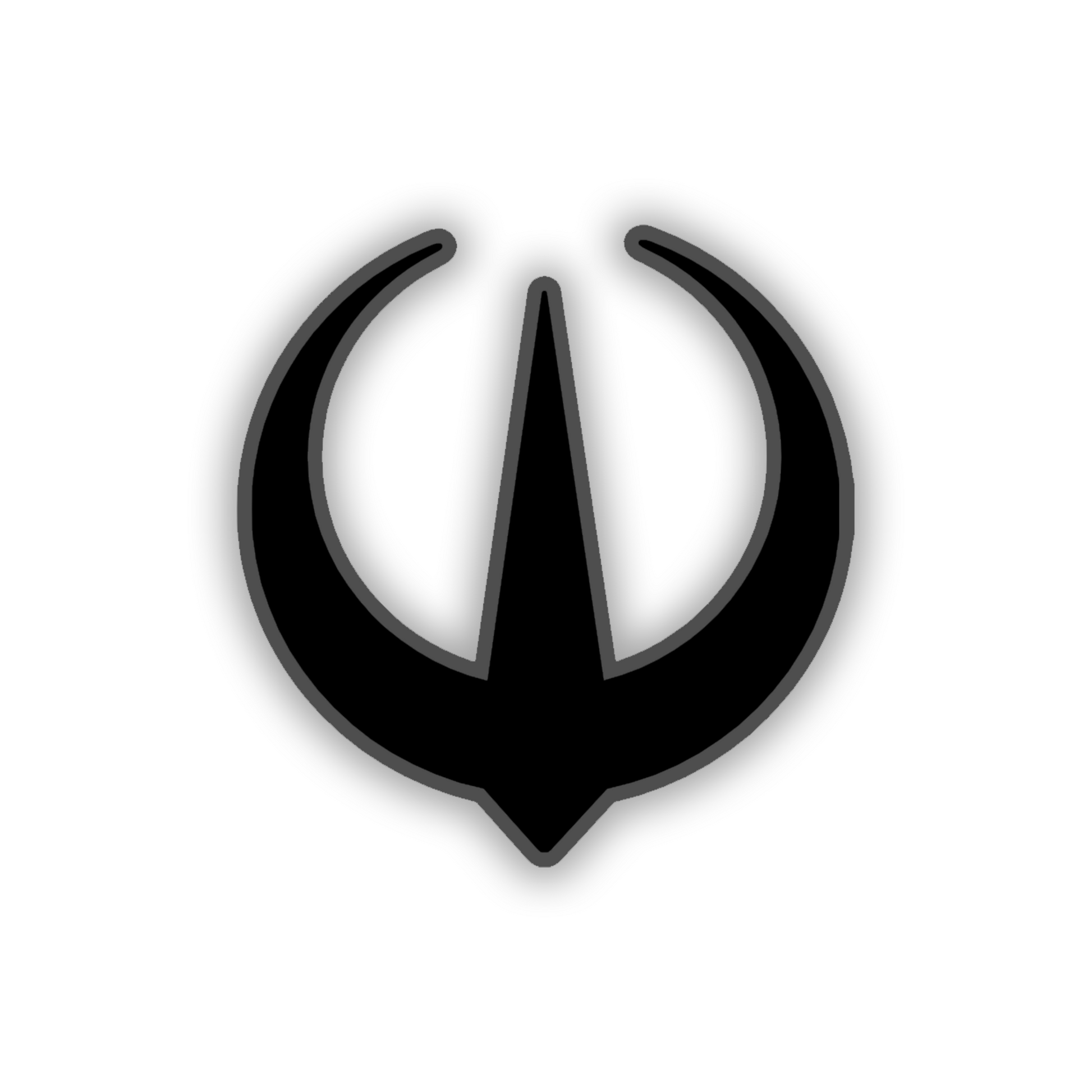 Galactic resistance-inspired car badge with metallic finish and bold outline