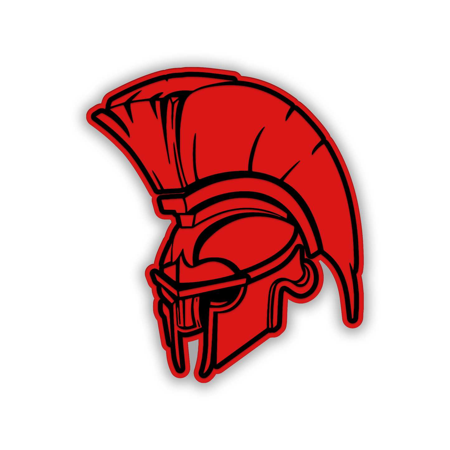 Brushed silver Spartan helmet fender emblem with engraved black design