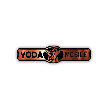 Silver Yoda Mobile automotive badge for cars, trucks, and SUVs