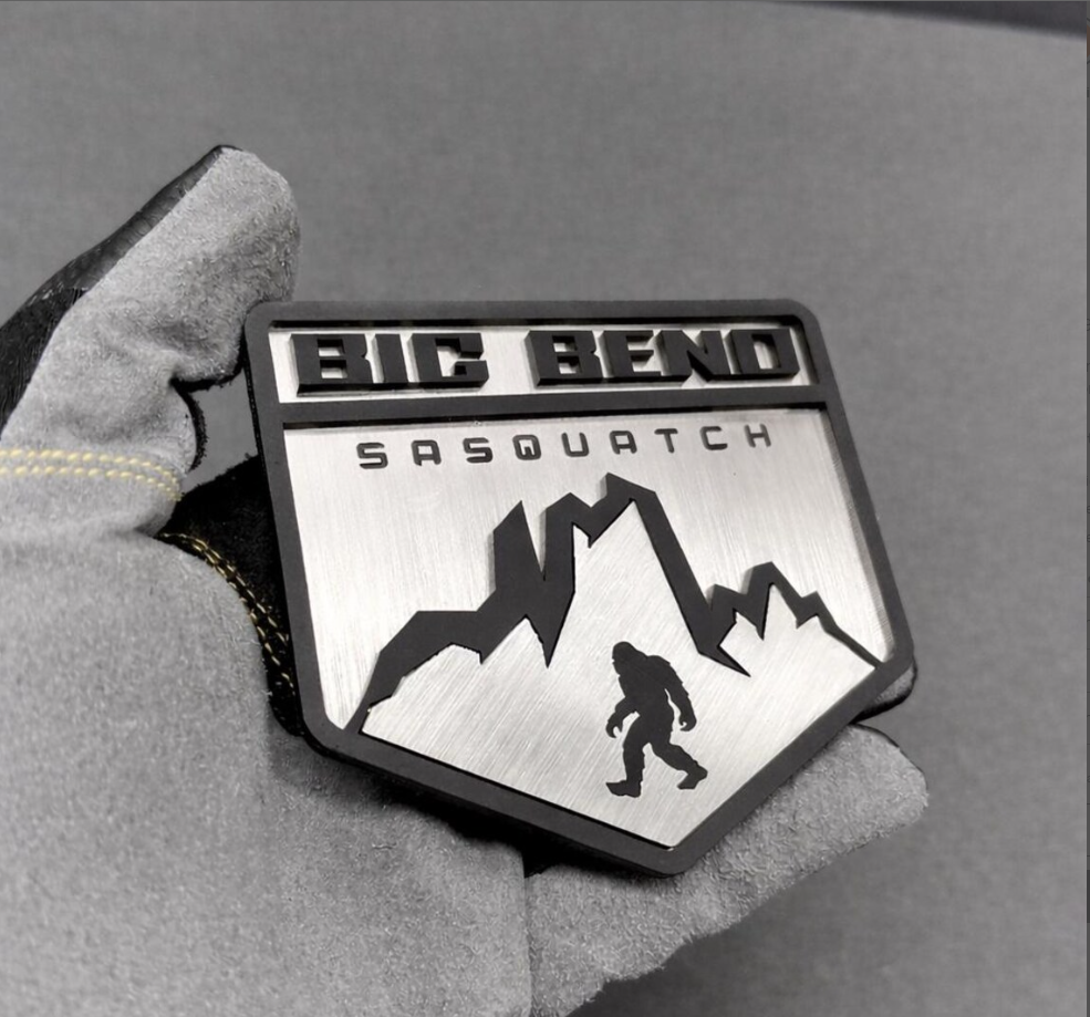 Big Bend Sasquatch Style Mountain Emblems for Ford Bronco – Acrylic Car Badge Set of 2