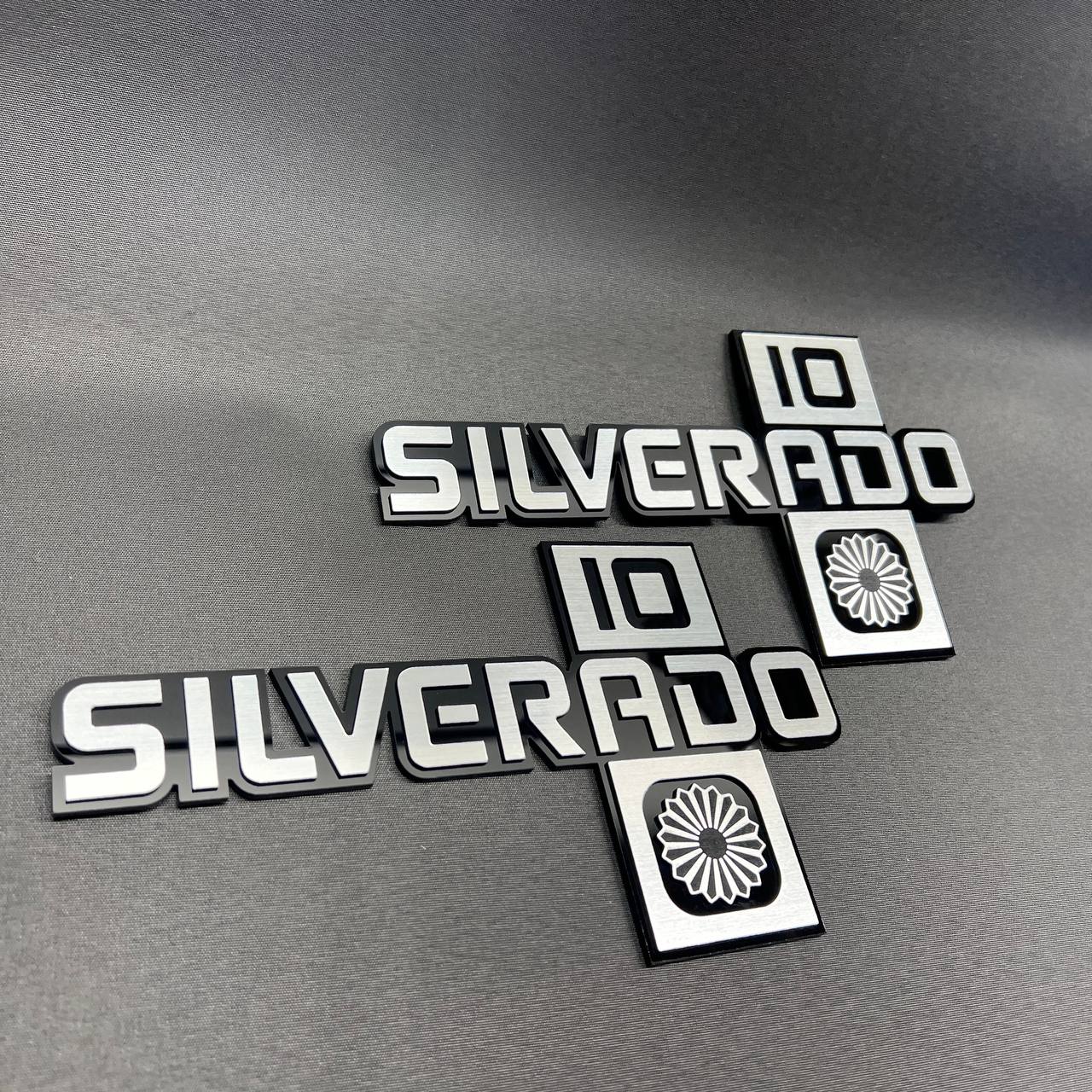 Custom Chevrolet Silverado 10 text badge for truck exterior