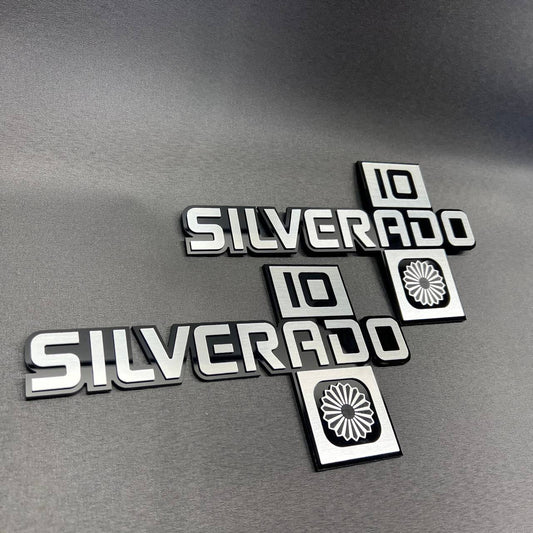 Custom Chevrolet Silverado 10 text badge for truck exterior