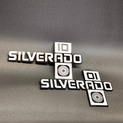 2Pc Fits 1981-87 GM Trucks Silverado "10" Fender Emblem Badge 14025451