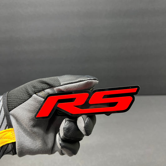 RS badge compatible with Audi RS3 performance vehicle styling.