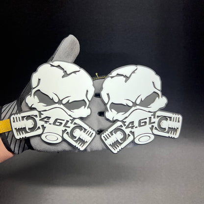 4.6L Skull Turbo Power car badge emblem with aggressive skull and turbo engine design