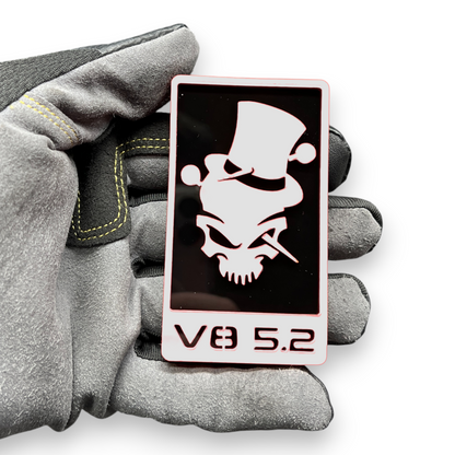 Skull V8 emblem offroad truck tailgate badge aggressive design
