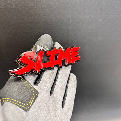 Custom red and black SLIME fender emblem for cars and trucks