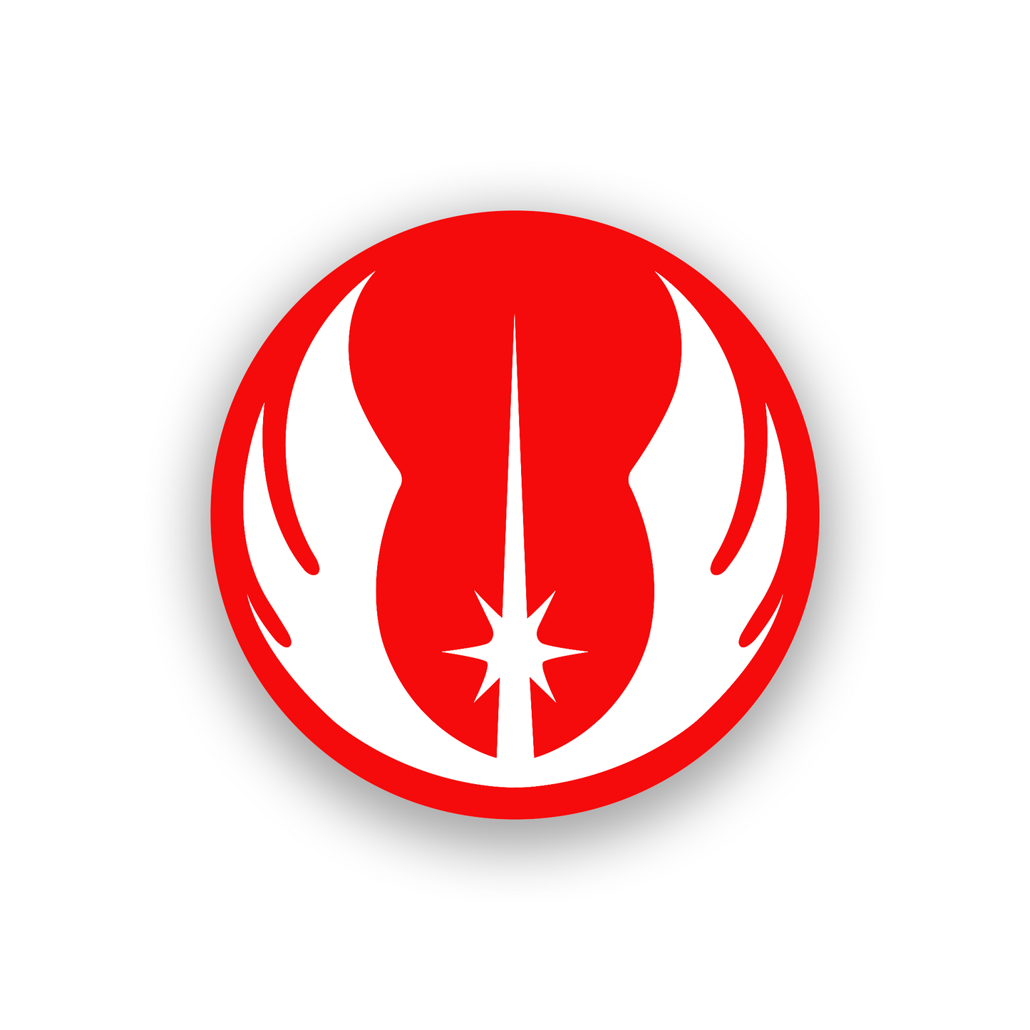 Jedi style engraved car badge with symmetrical winged emblem look
